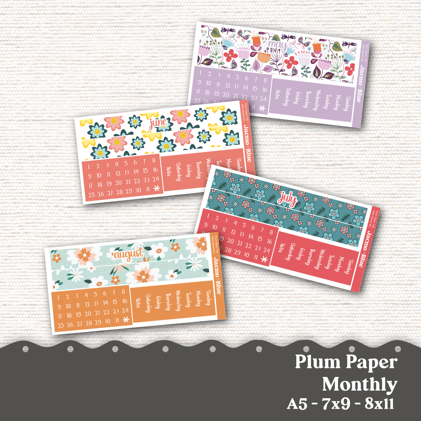 Mini Monthly Kits Plum Paper 2025 - A5 - 7x9 - 8x11 - 12 Month Bundle too