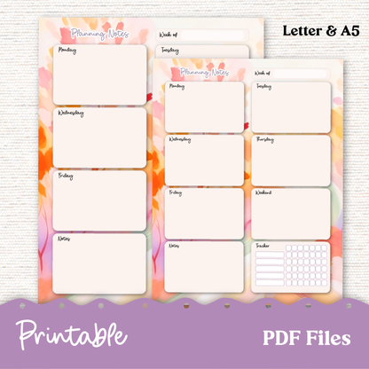 Printable Vellum Dashboards - 4 Sizes Plus Planning Notes - 247P