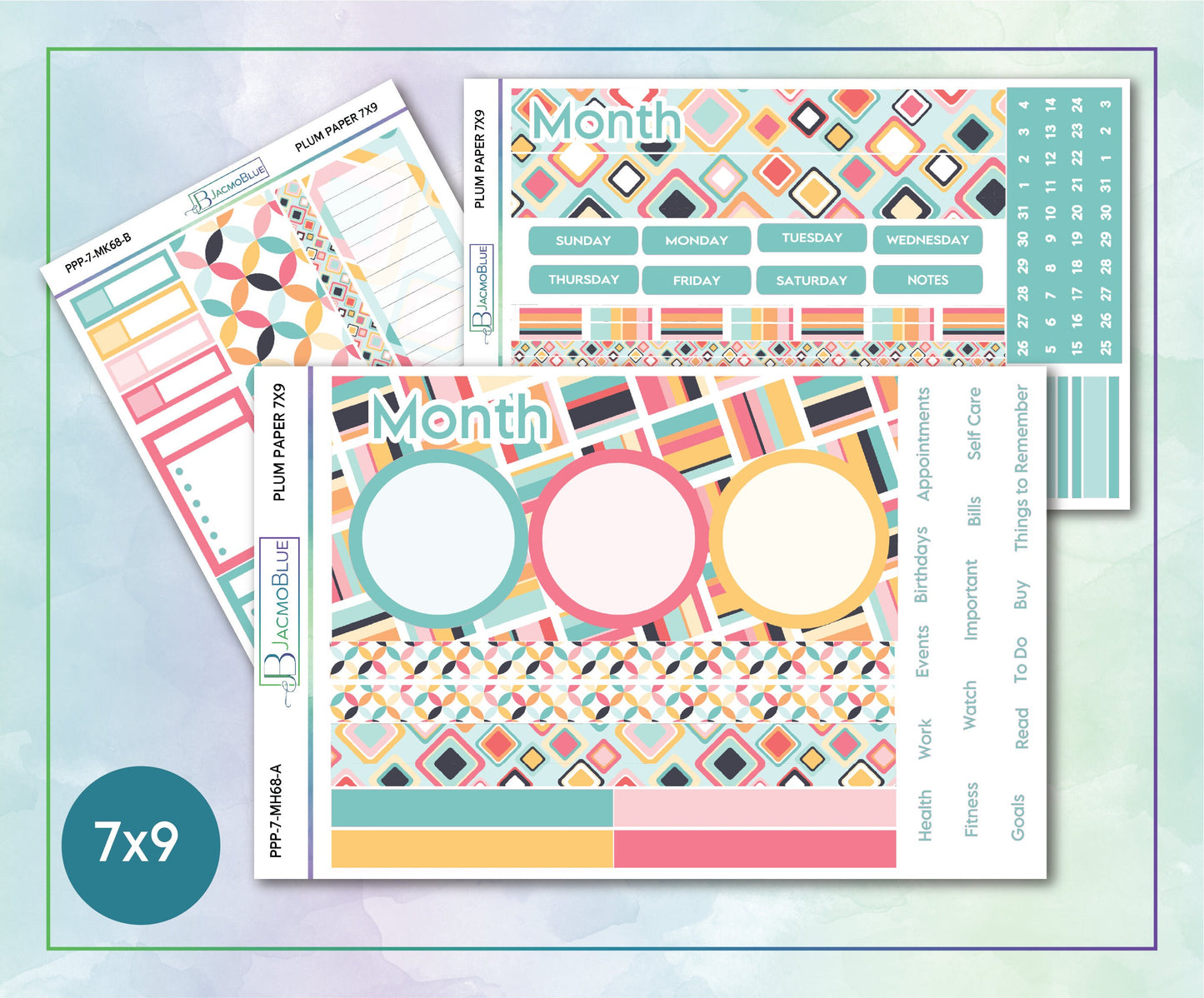 Retiring Plum Paper 7x9 Monthly & Highlights Kit Planner Stickers Retro Vibes Kit 68