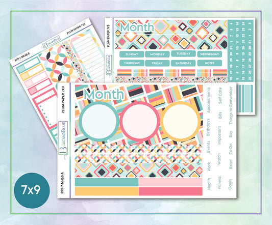 Retiring Plum Paper 7x9 Monthly & Highlights Kit Planner Stickers Retro Vibes Kit 68