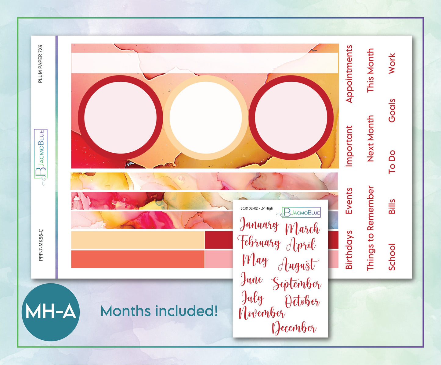 Clearance Plum Paper 7x9 Monthly & Highlights Kit Planner Stickers Pink Lemonade Kit 57