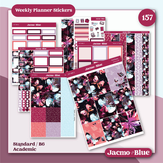 Weekly Sticker Kit Vertical Planner Stickers Kit 158 Butterflies