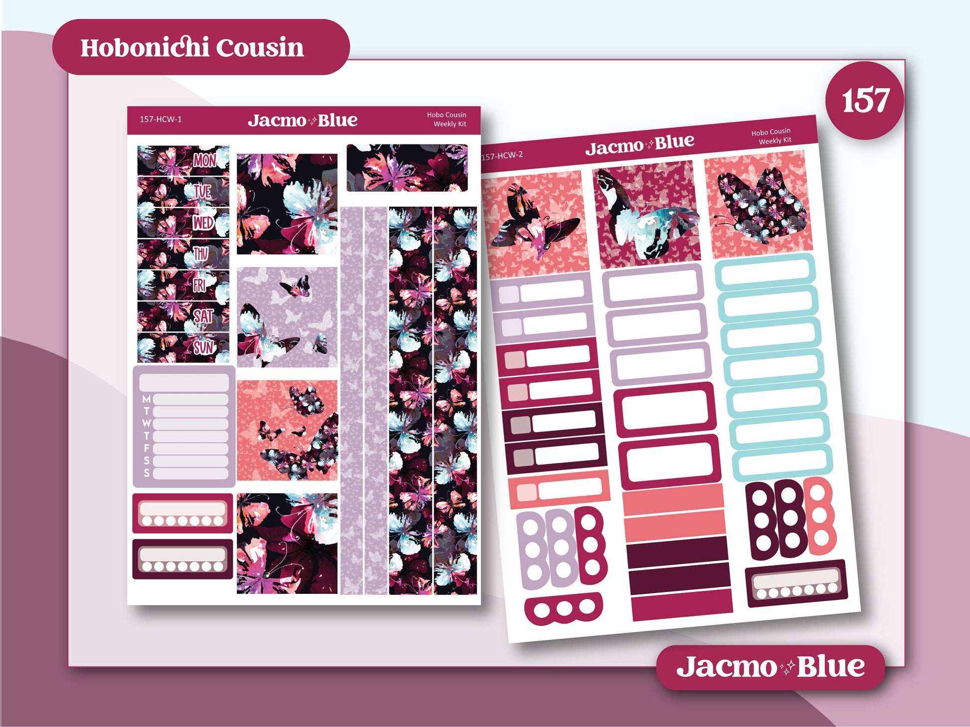 Hobonichi Cousin Weekly Planner Stickers Kit 158 Butterflies