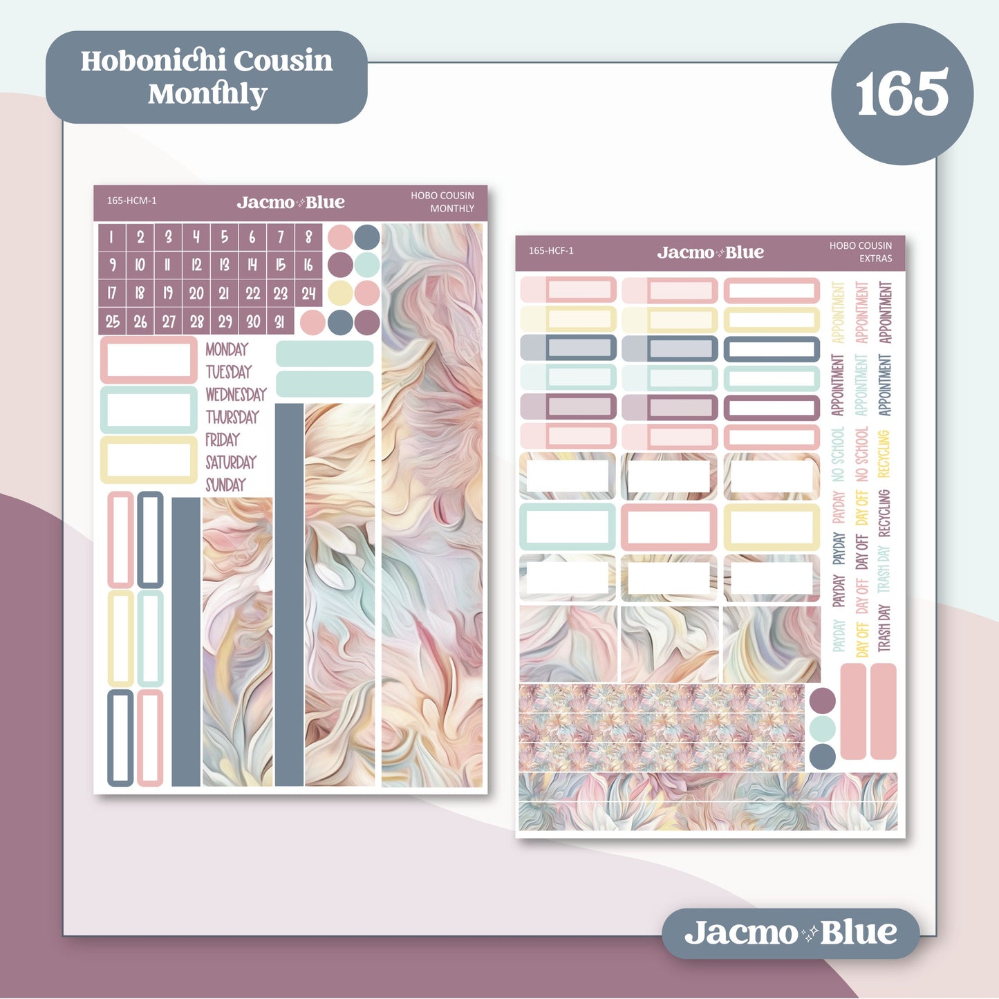 Fantasy Botanicals Hobonichi Cousin Monthly Planner Stickers Kit 165