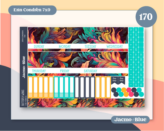 Erin Condren 7x9 Kit 170 Fantasy Botanicals Monthly Planner Sticker Kit