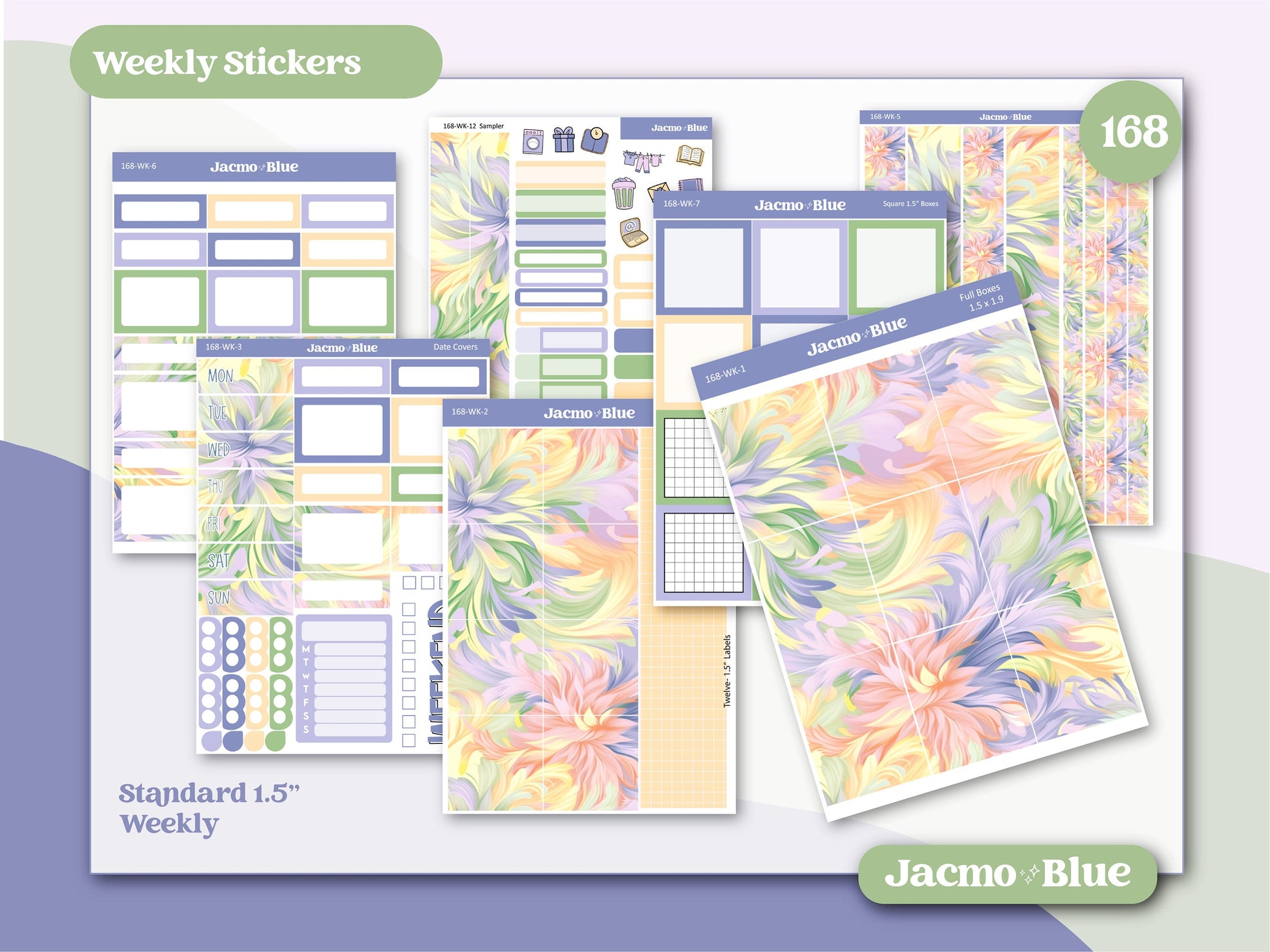 Fantasy Botanicals Weekly Sticker Kit Vertical Planner Stickers Kit 168