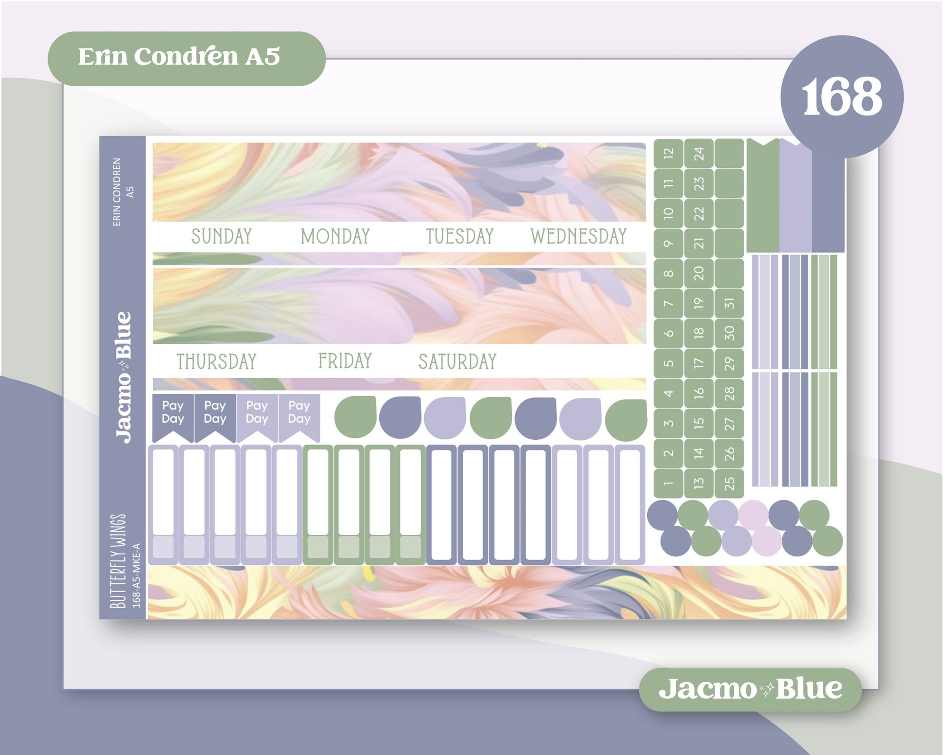 Erin Condren A5 Kit 168 Fantasy Botanicals Monthly Planner Sticker Kit