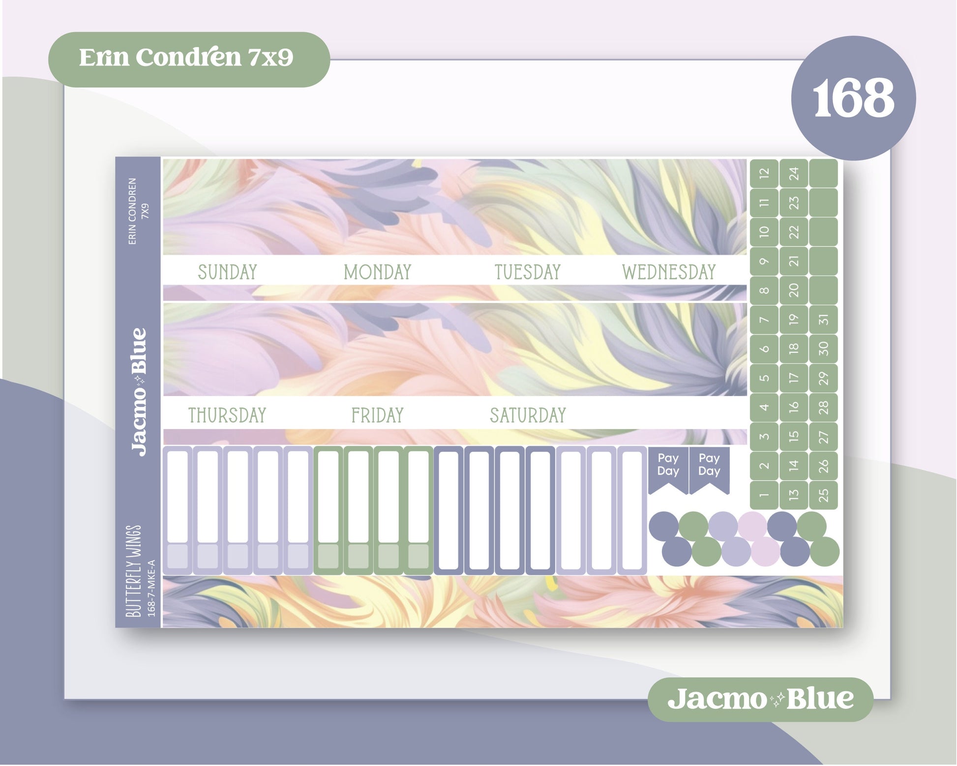 Erin Condren 7x9 Kit 168 Fantasy Botanicals Monthly Planner Sticker Kit