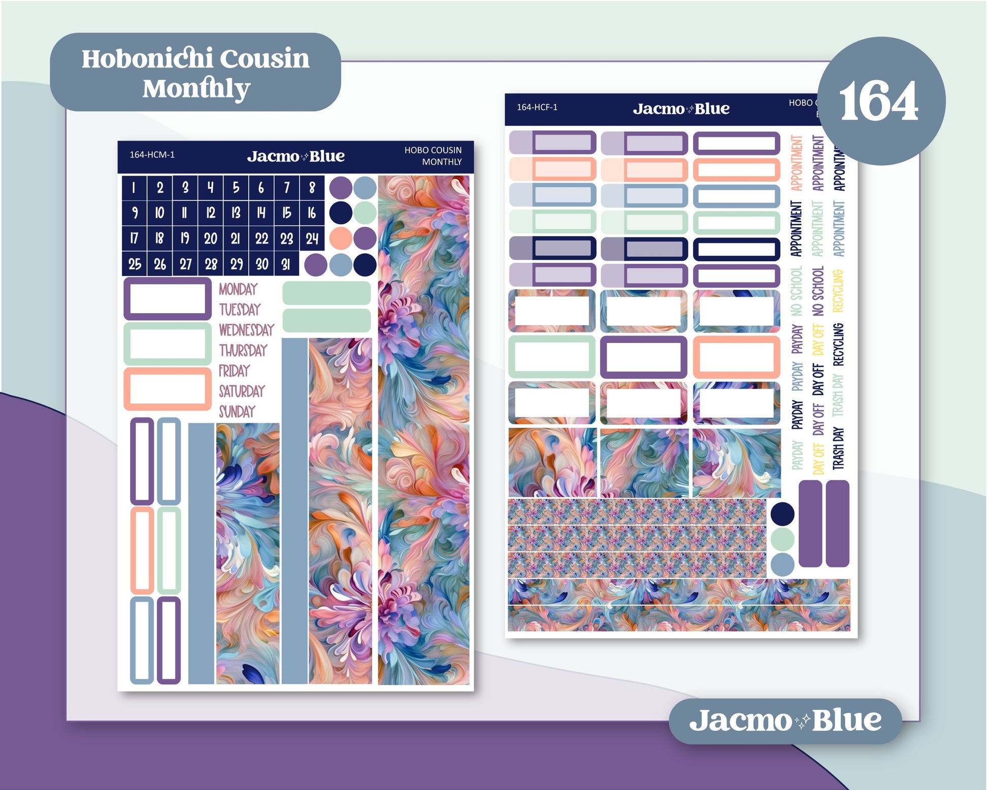 Fantasy Botanicals Hobonichi Cousin Monthly Planner Stickers Kit 164