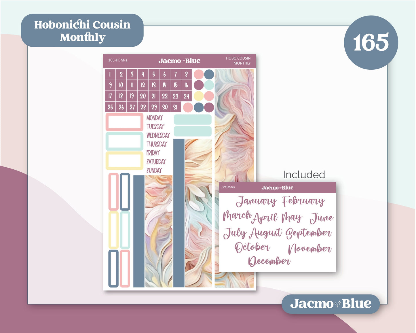 Fantasy Botanicals Hobonichi Cousin Monthly Planner Stickers Kit 165