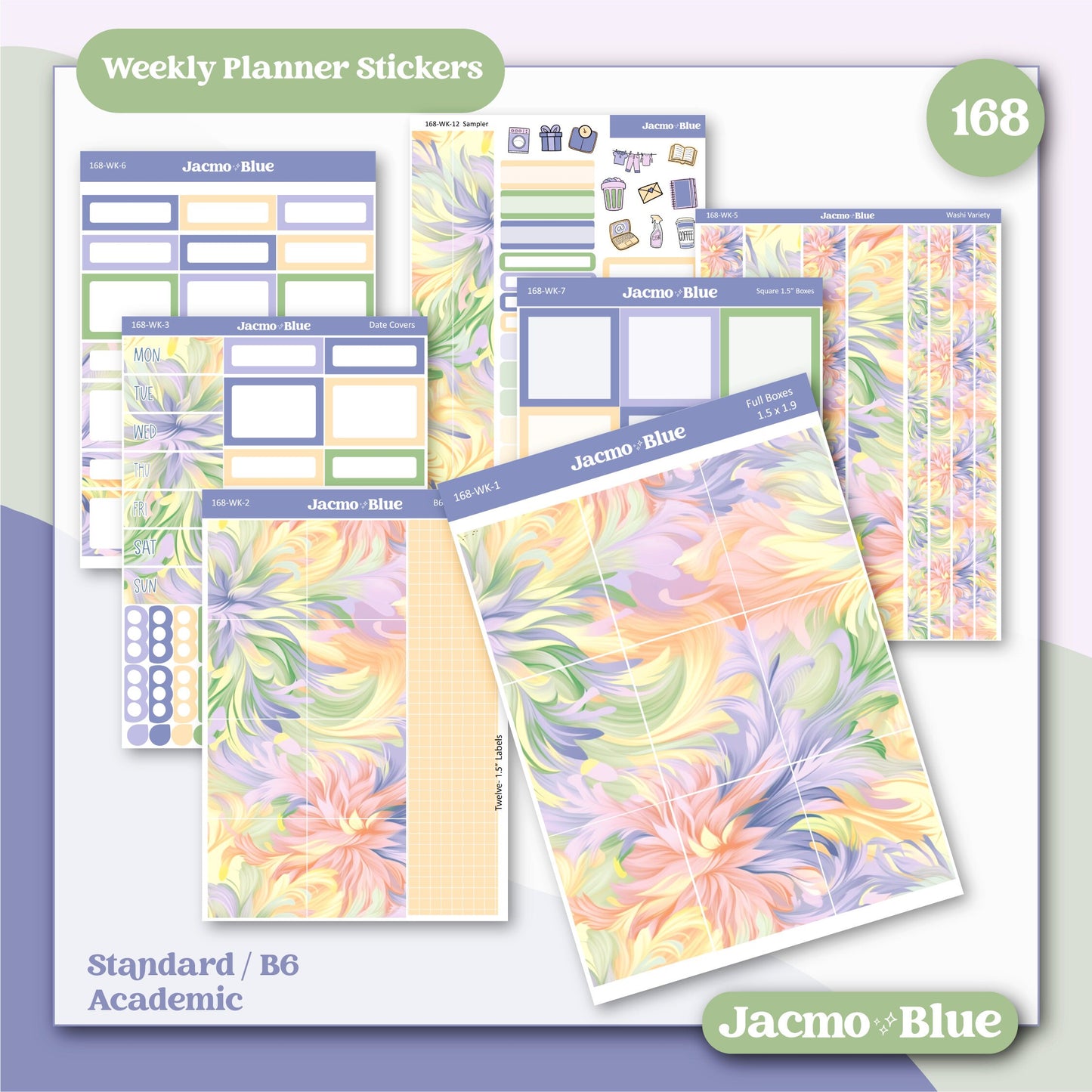 Fantasy Botanicals Weekly Sticker Kit Vertical Planner Stickers Kit 168