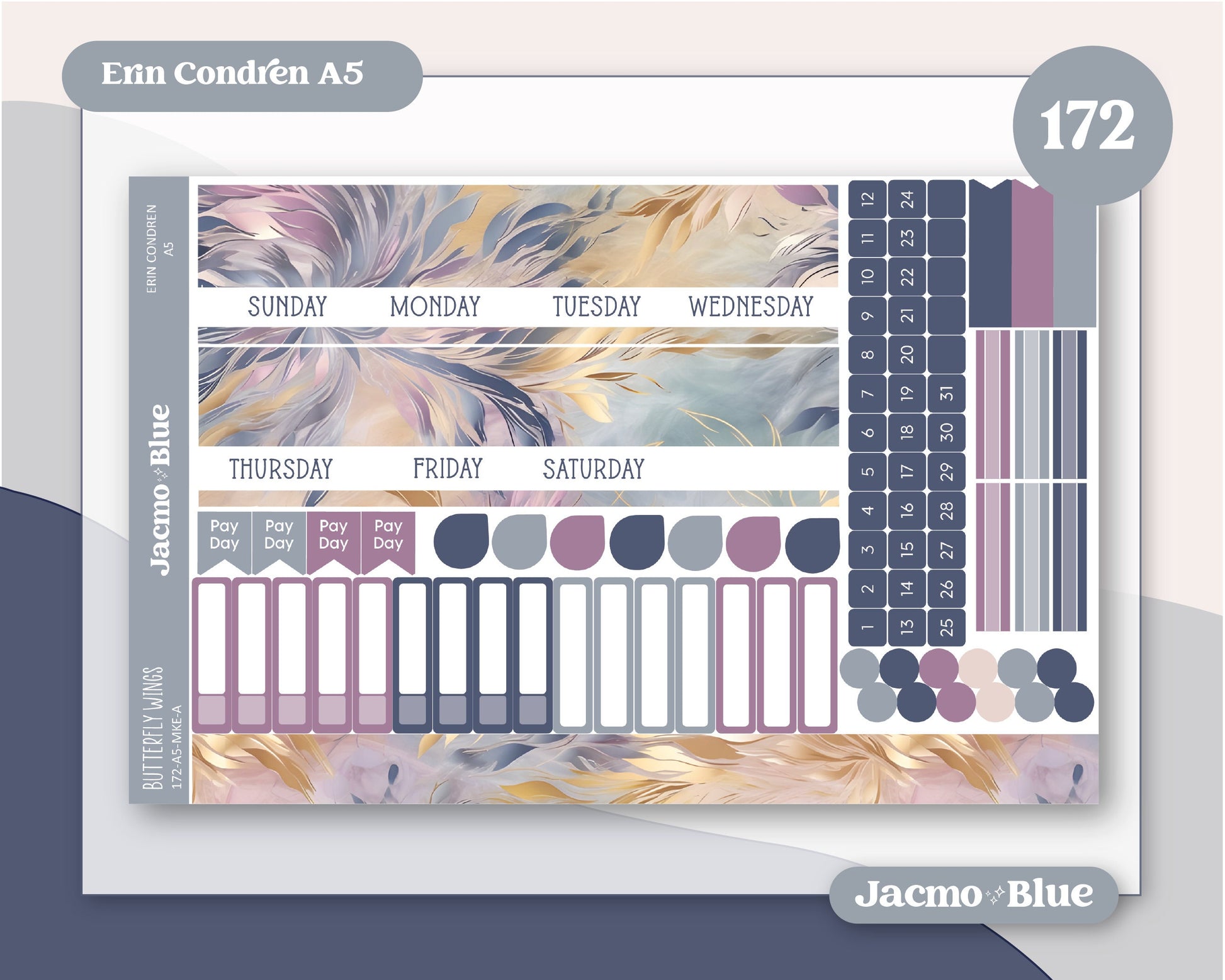 Erin Condren A5 Kit 172 Dreamscapes Monthly Planner Sticker Kit