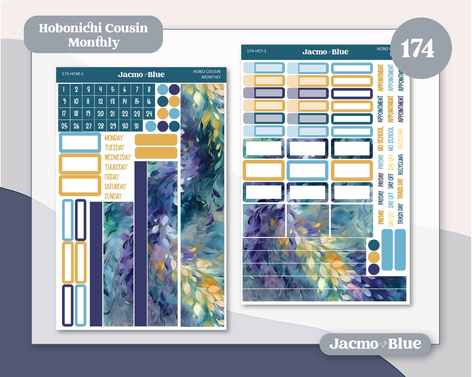 Hobonichi Cousin Monthly Planner Stickers Kit 174 Dreamscapes