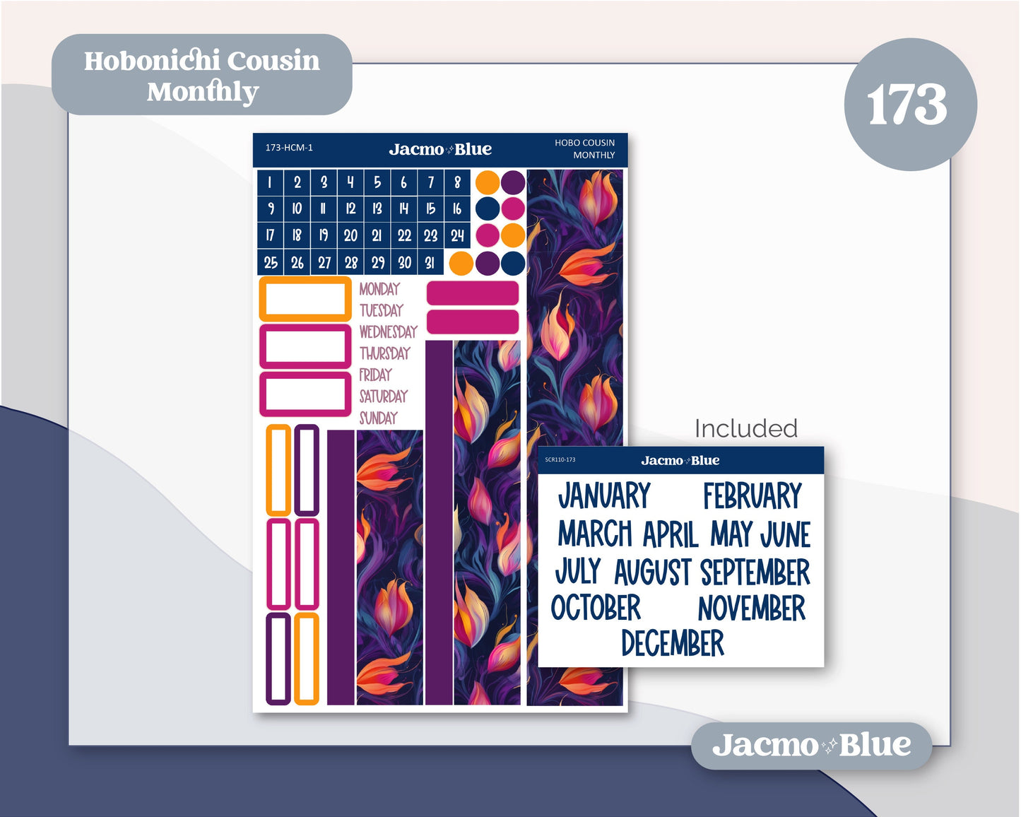 Hobonichi Cousin Monthly Planner Stickers Kit 173 Dreamscapes