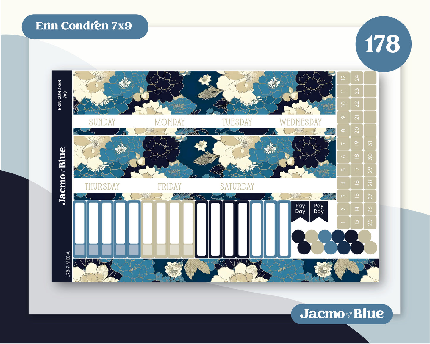 Erin Condren A5 Kit 178 Vintage Kimono Monthly Planner Sticker Kit