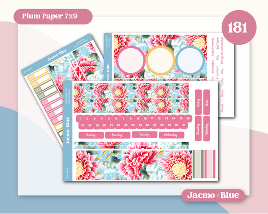 Plum Paper 7x9 Monthly & Highlights Kit Planner Stickers Kit 181 Vintage Kimono