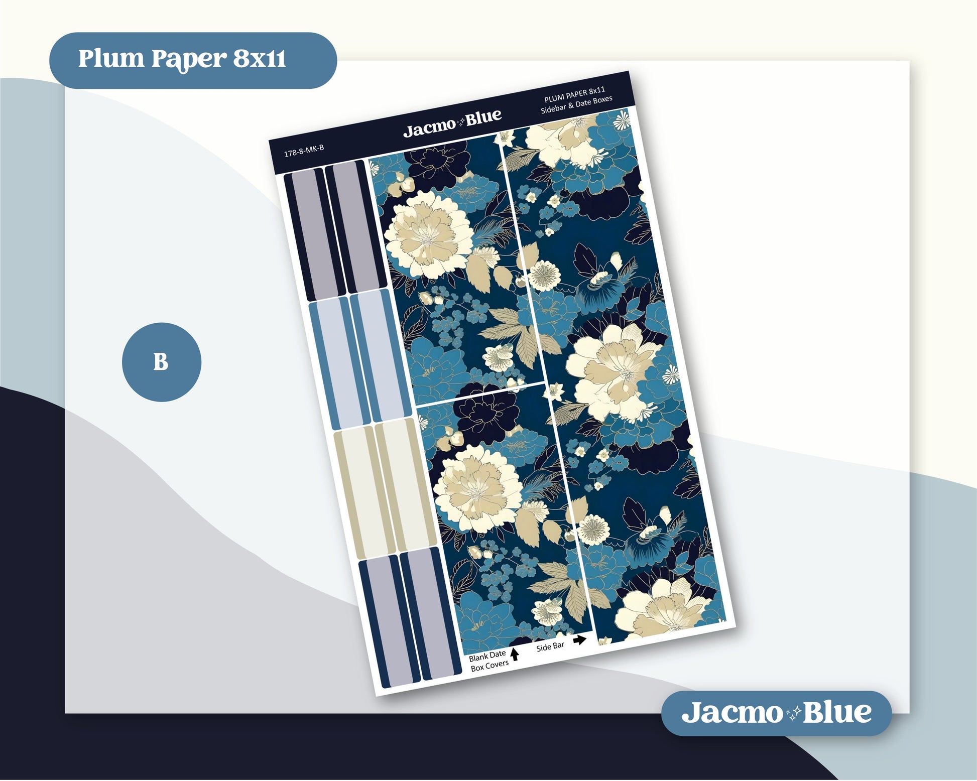 Plum Paper 8.5 x 11 Monthly Sticker Kit - Kit 178 Vintage Kimono