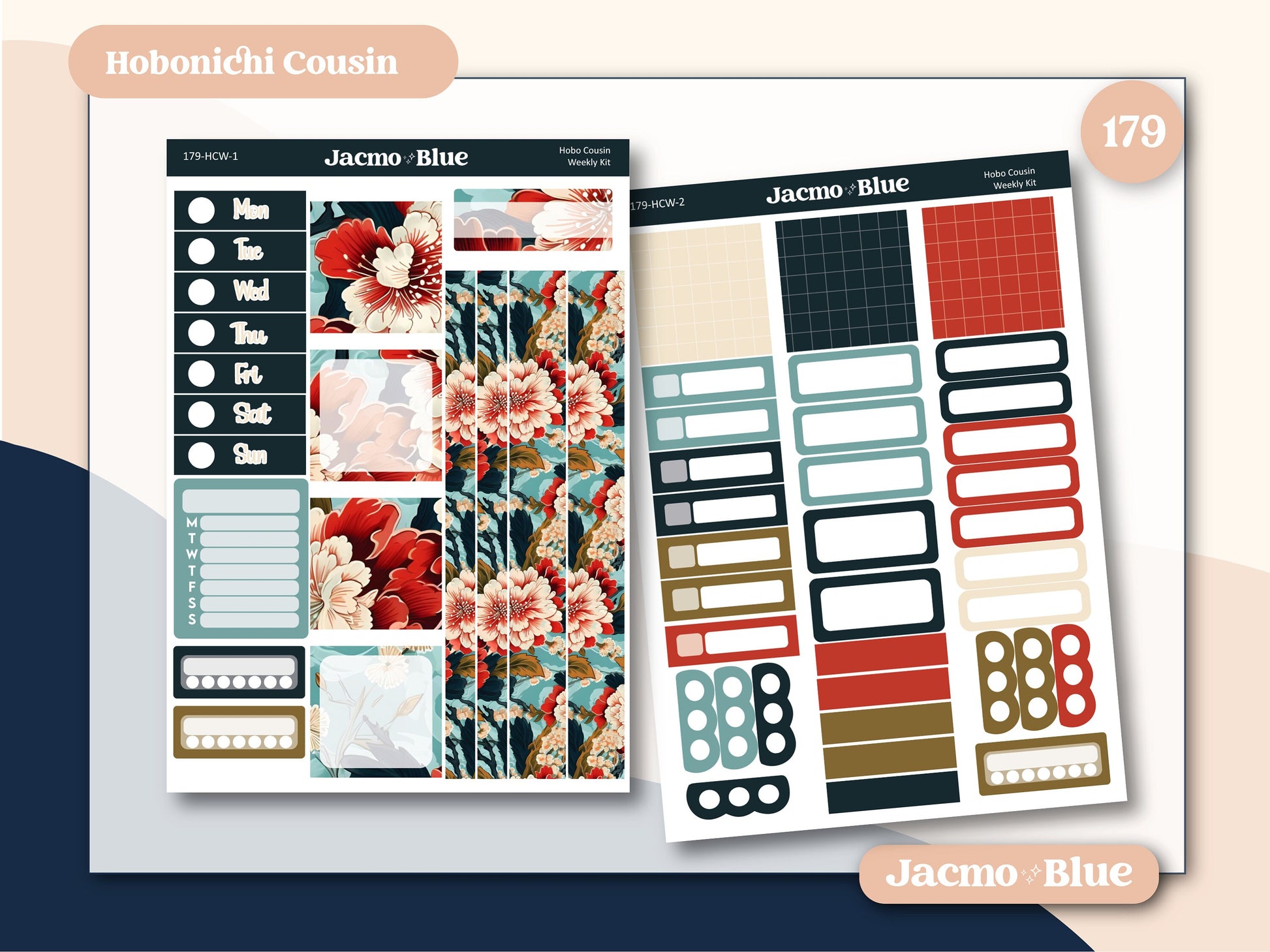 Vintage Kimono Hobonichi Cousin Weekly Planner Stickers Kit 179