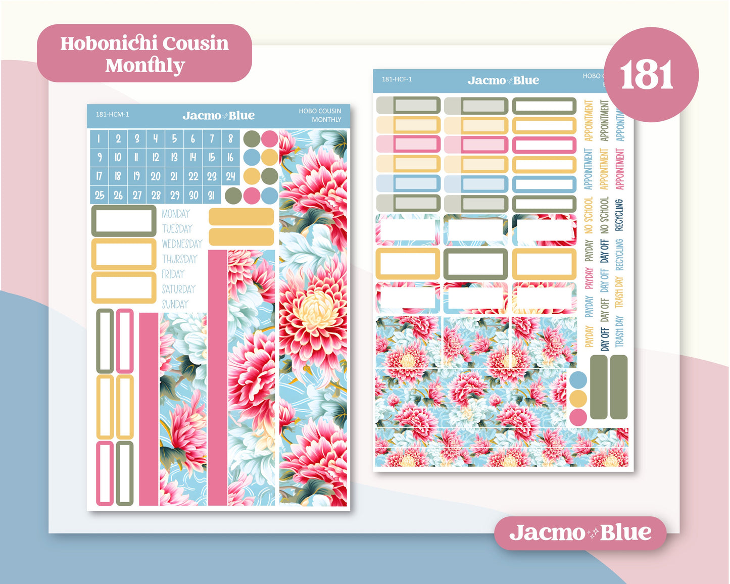 Hobonichi Cousin Monthly Planner Stickers Kit 181 Vintage Kimono