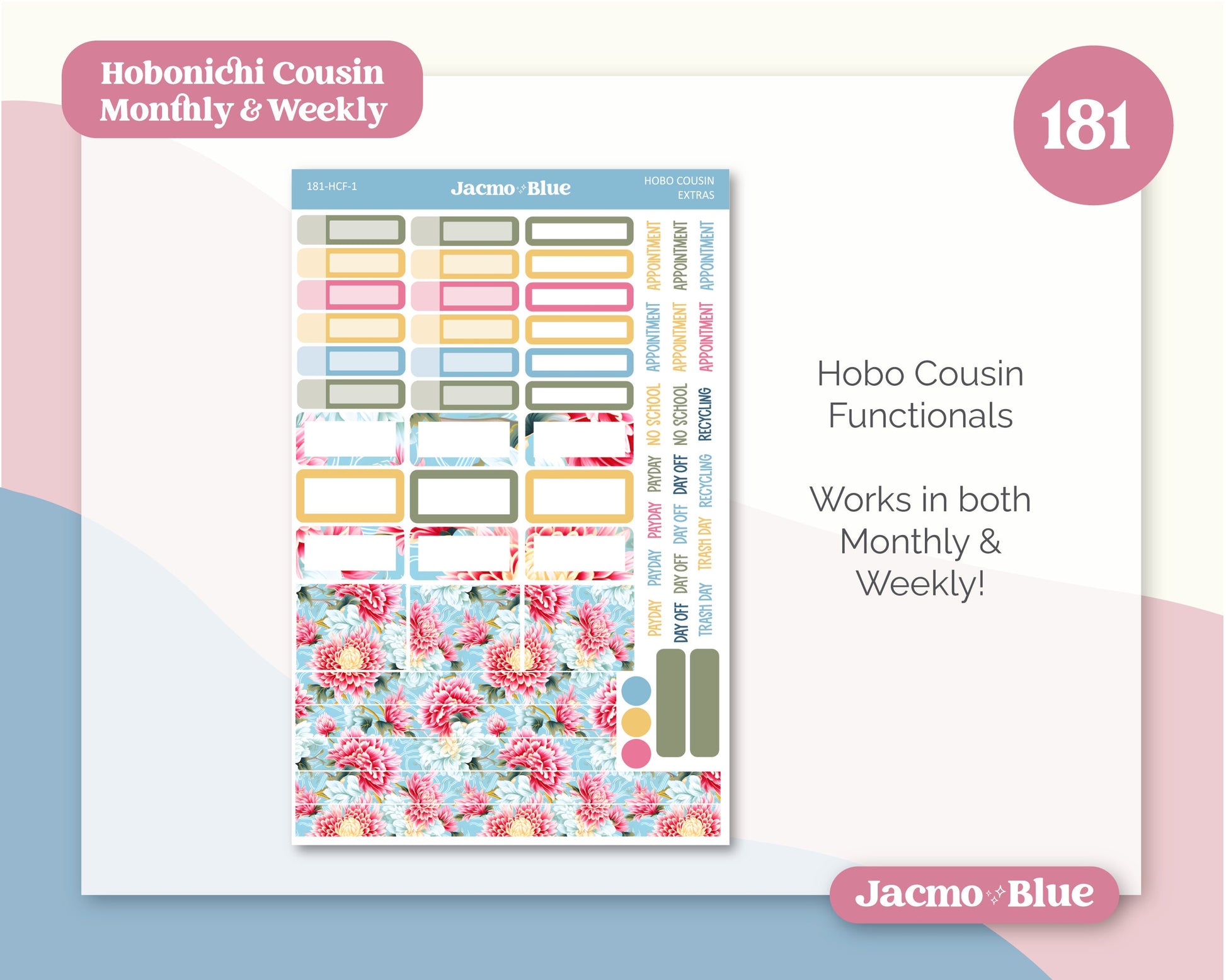 Hobonichi Cousin Monthly Planner Stickers Kit 181 Vintage Kimono