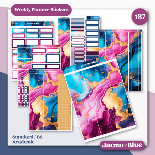 Weekly Sticker Kit Vertical Planner Stickers Kit 187 Magenta River