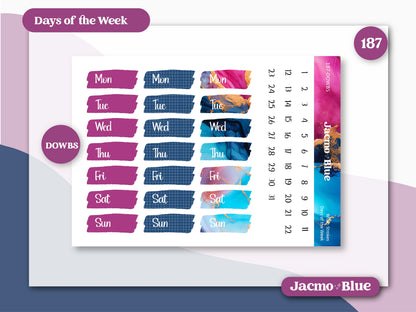 Weekly Sticker Kit Vertical Planner Stickers Kit 187 Magenta River