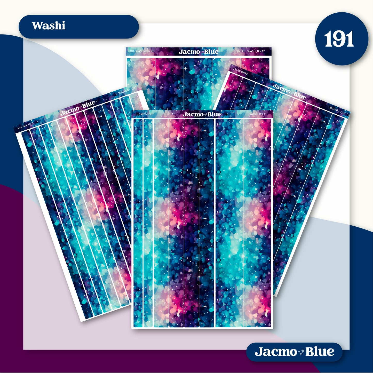 Washi Strips Stickers - 8 Inches Long - Kit 191