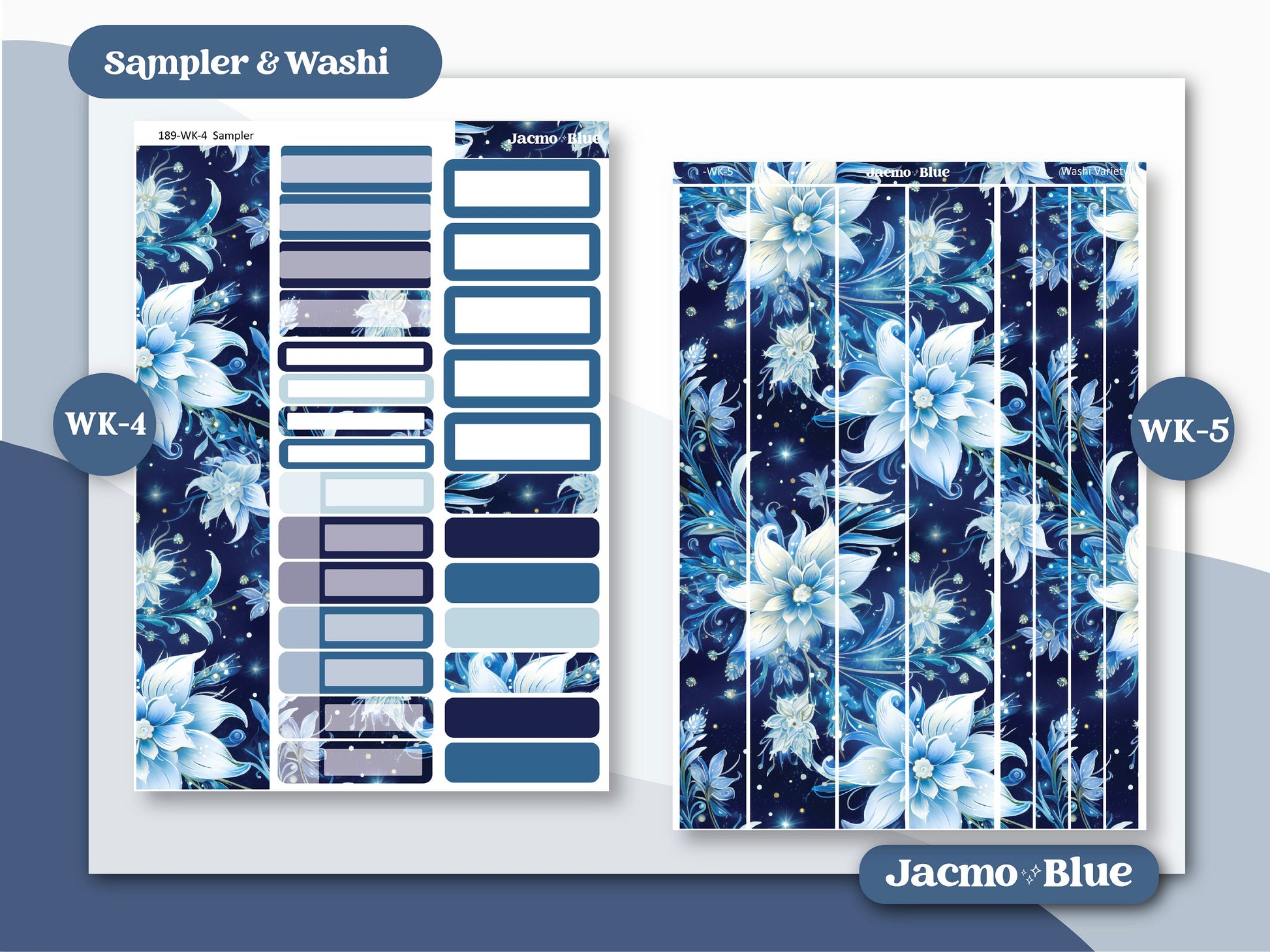 Weekly Planner Sticker Kit Vertical Planner Stickers Kit 189 Frosty Floral