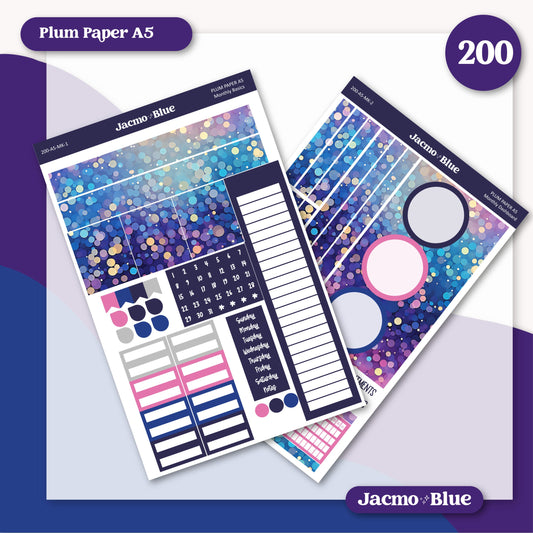 Plum Paper A5 Monthly Sticker Planner Stickers - Kit 200 Midnight Sparkles