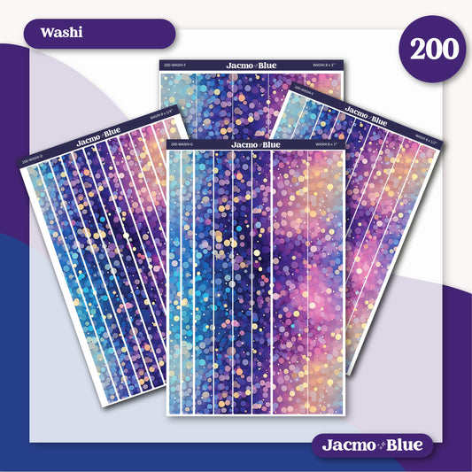 Washi Strips Stickers - 8 Inches Long - Kit 200