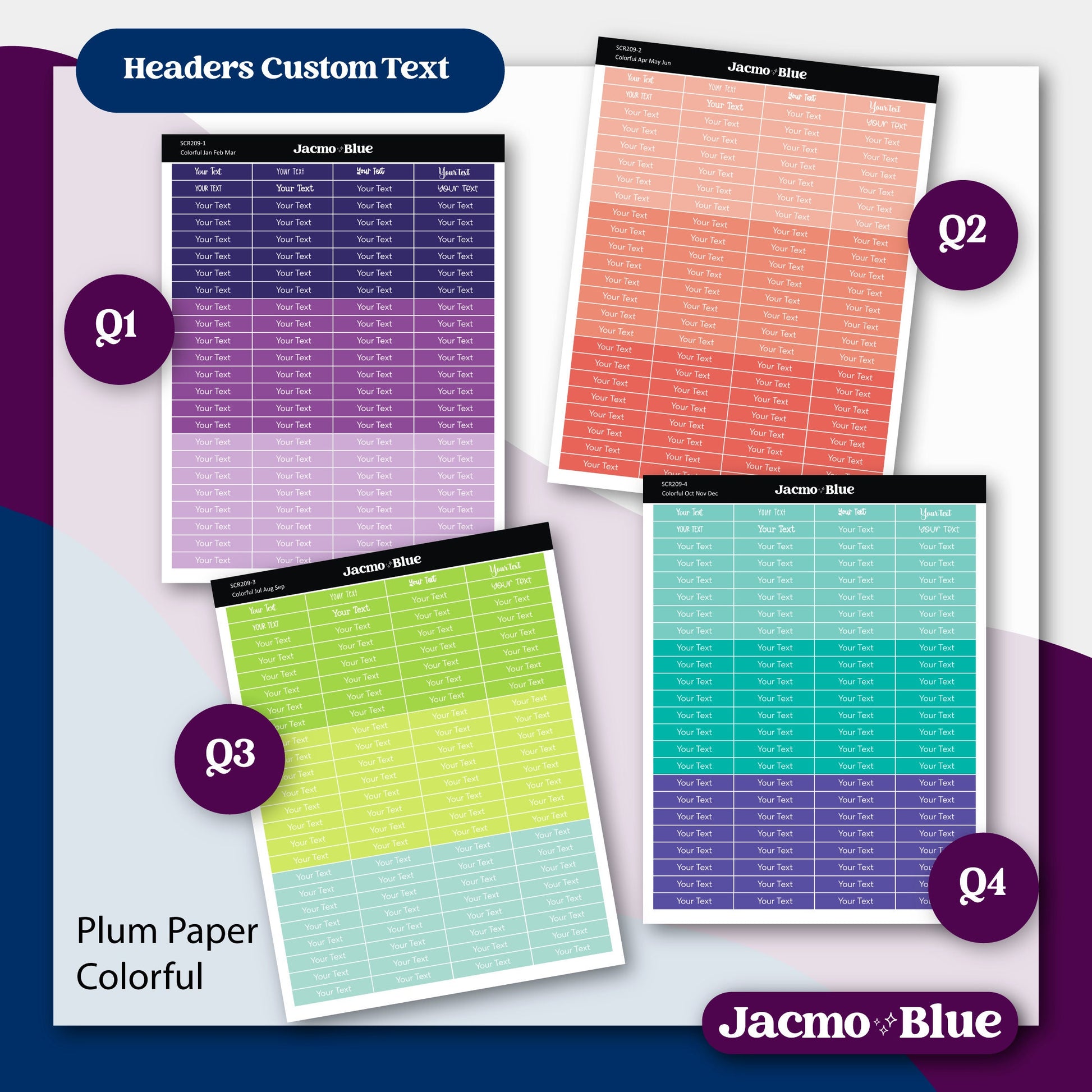 Custom Text Header Strips Planner Stickers - 1.45" wide