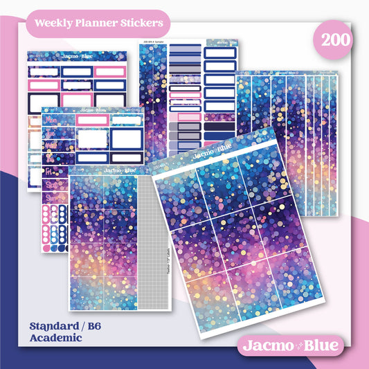 Weekly Planner Sticker Kit Vertical Planner Stickers Midnight Sparkles 200