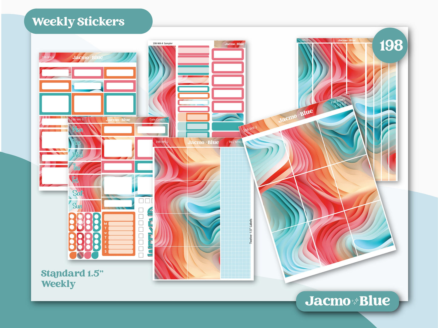 Weekly Planner Sticker Kit Vertical Planner Stickers 198 Sherbert Swirl