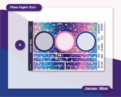 Plum Paper 8.5 x 11 Monthly Sticker Kit - Kit 200 Midnight Sparkles