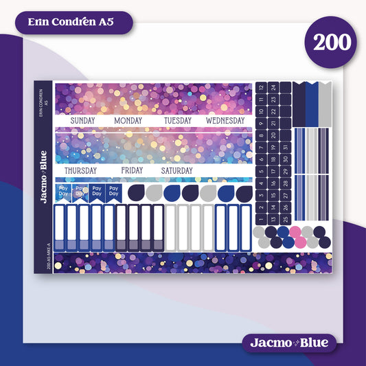 Erin Condren A5 Kit 200 Monthly Planner Sticker Kit Midnight Sparkles