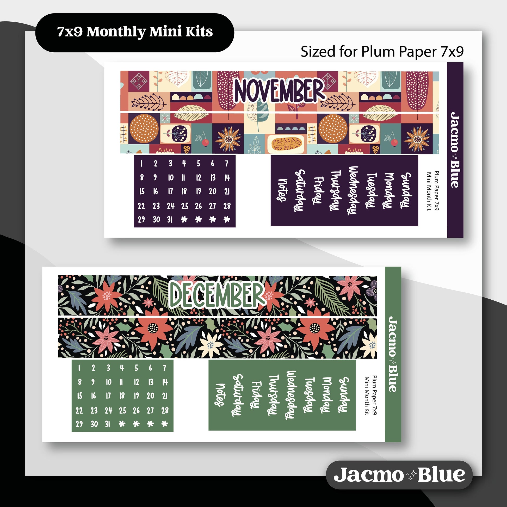 Mini Monthly Kits Plum Paper 7x9 Monthly Sticker Kit 202 - All 12 Months Bundle