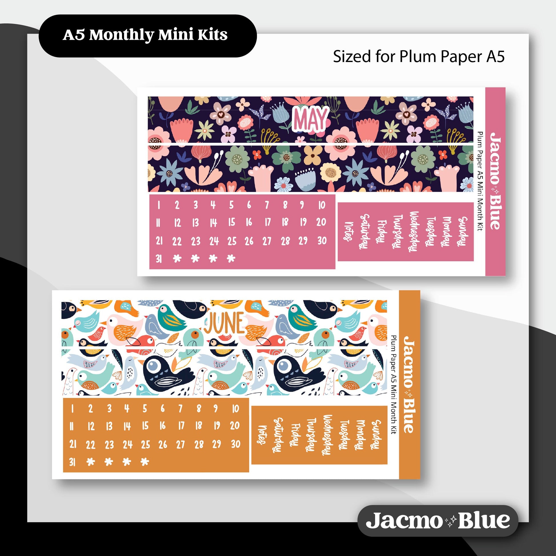 Mini Monthly Kits Plum Paper A5 Monthly Sticker Kit 202 - All 12 Months Bundle