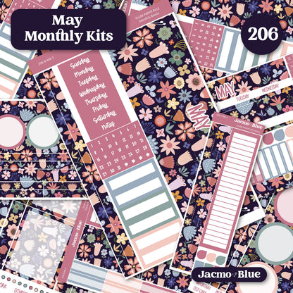 May Plum Paper Monthly Sticker Kit for 8x11 7x9 A5 Planners - Kit 206 May Planner Stickers