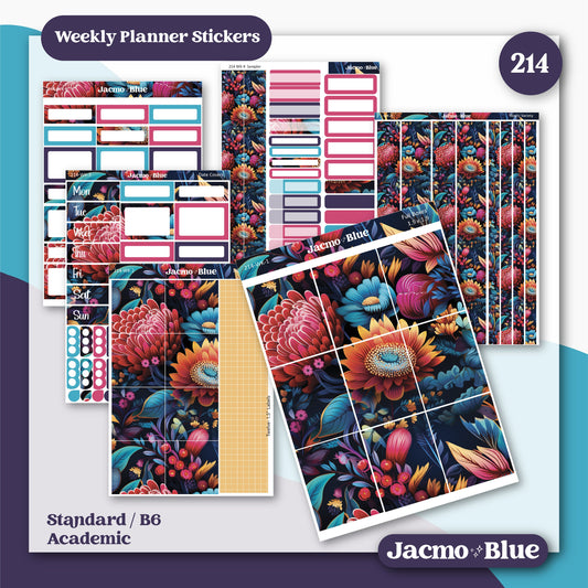 Weekly Planner Sticker Kit Vertical Planner Stickers 214 Folksy Florals Vibrant