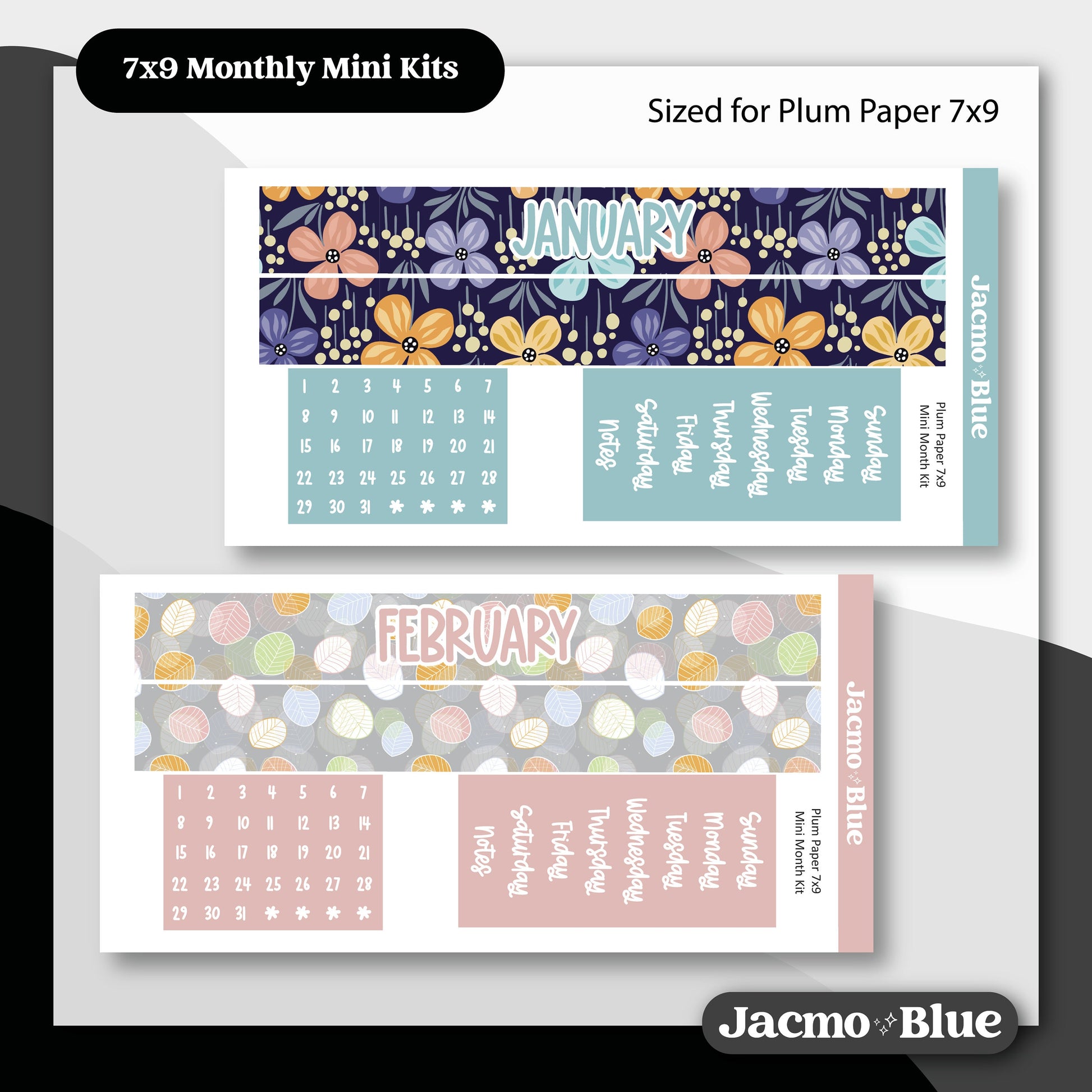 Mini Monthly Kits Plum Paper 7x9 Monthly Sticker Kit 202 - All 12 Months Bundle