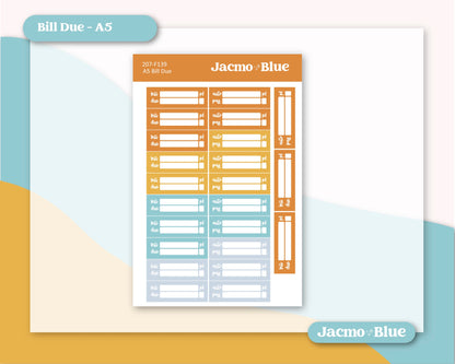 a blue and orange planner with a white background