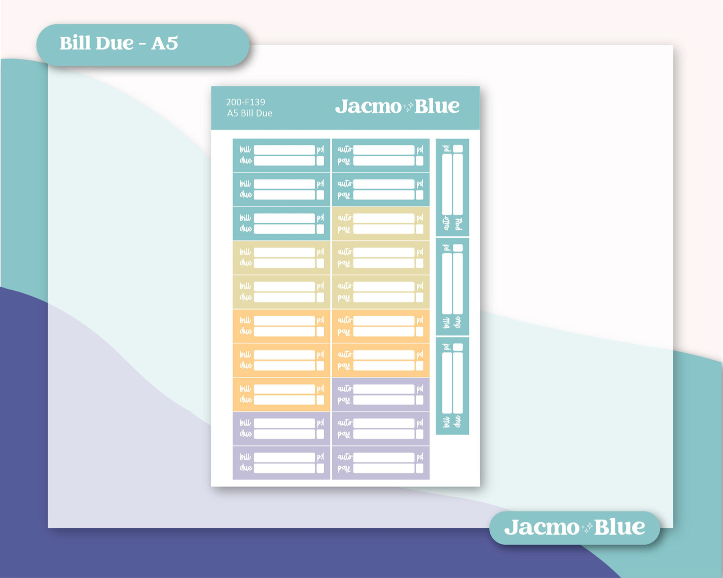 a blue and yellow planner on a white background