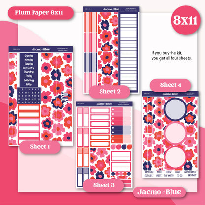 July Plum Paper Monthly Sticker Kit for 8x11 7x9 A5 Planners - Kit 208 July Planner Stickers