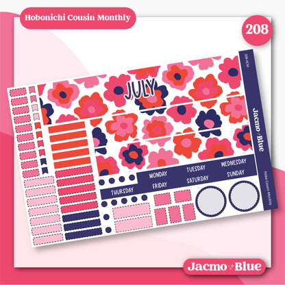 a pink and blue floral planner sticker