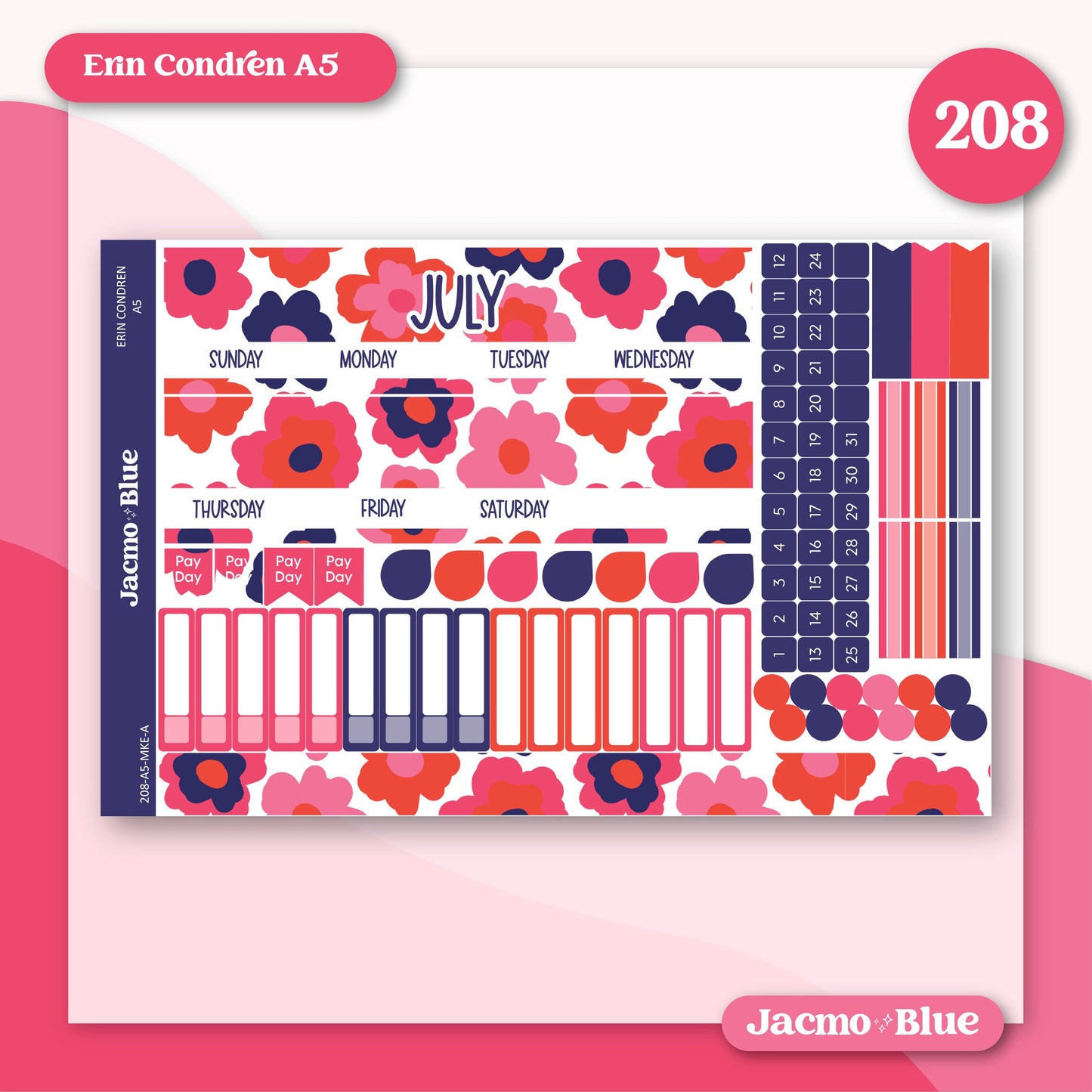 a calendar with a floral pattern on it