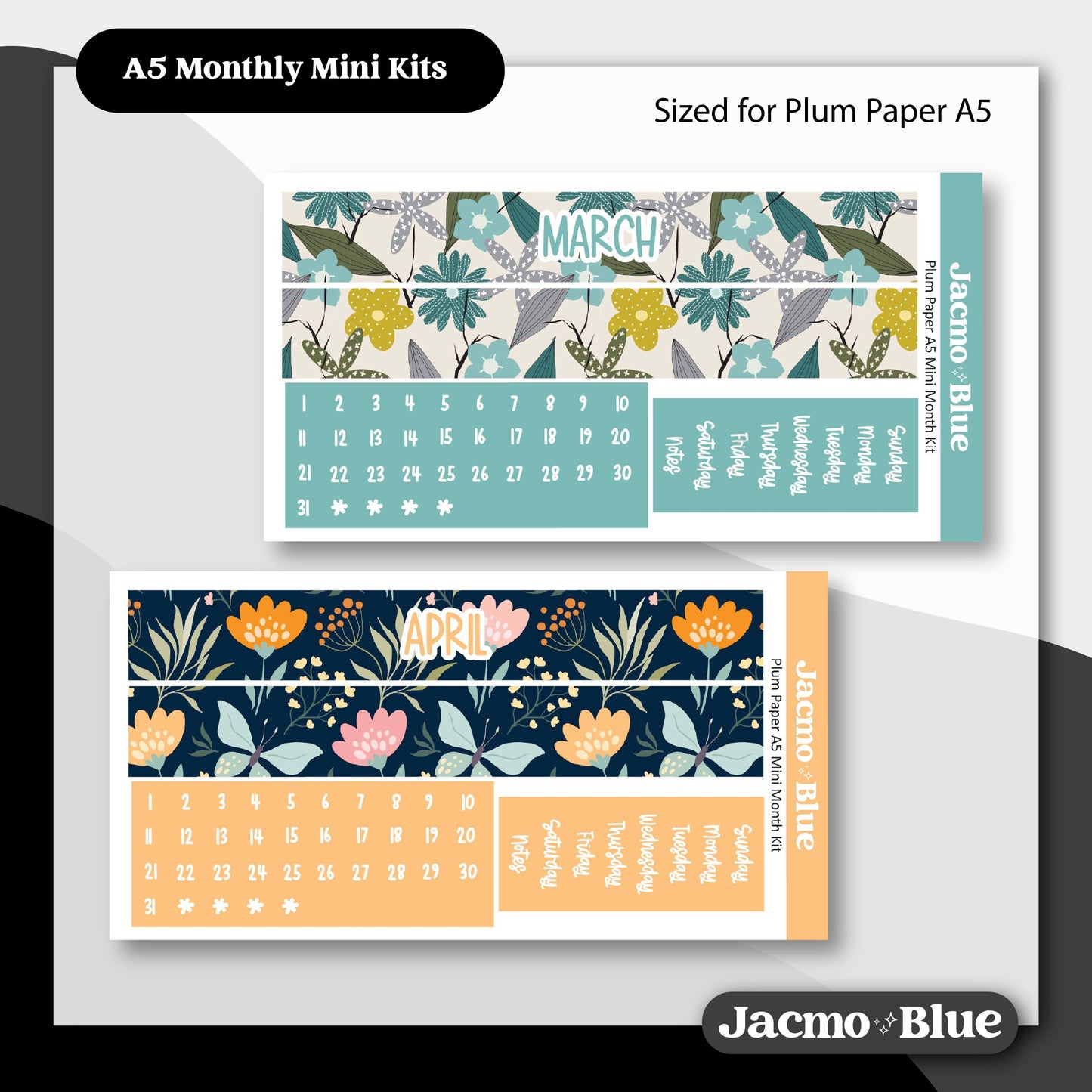 Mini Monthly Kits Plum Paper A5 Monthly Sticker Kit 202 - All 12 Months Bundle