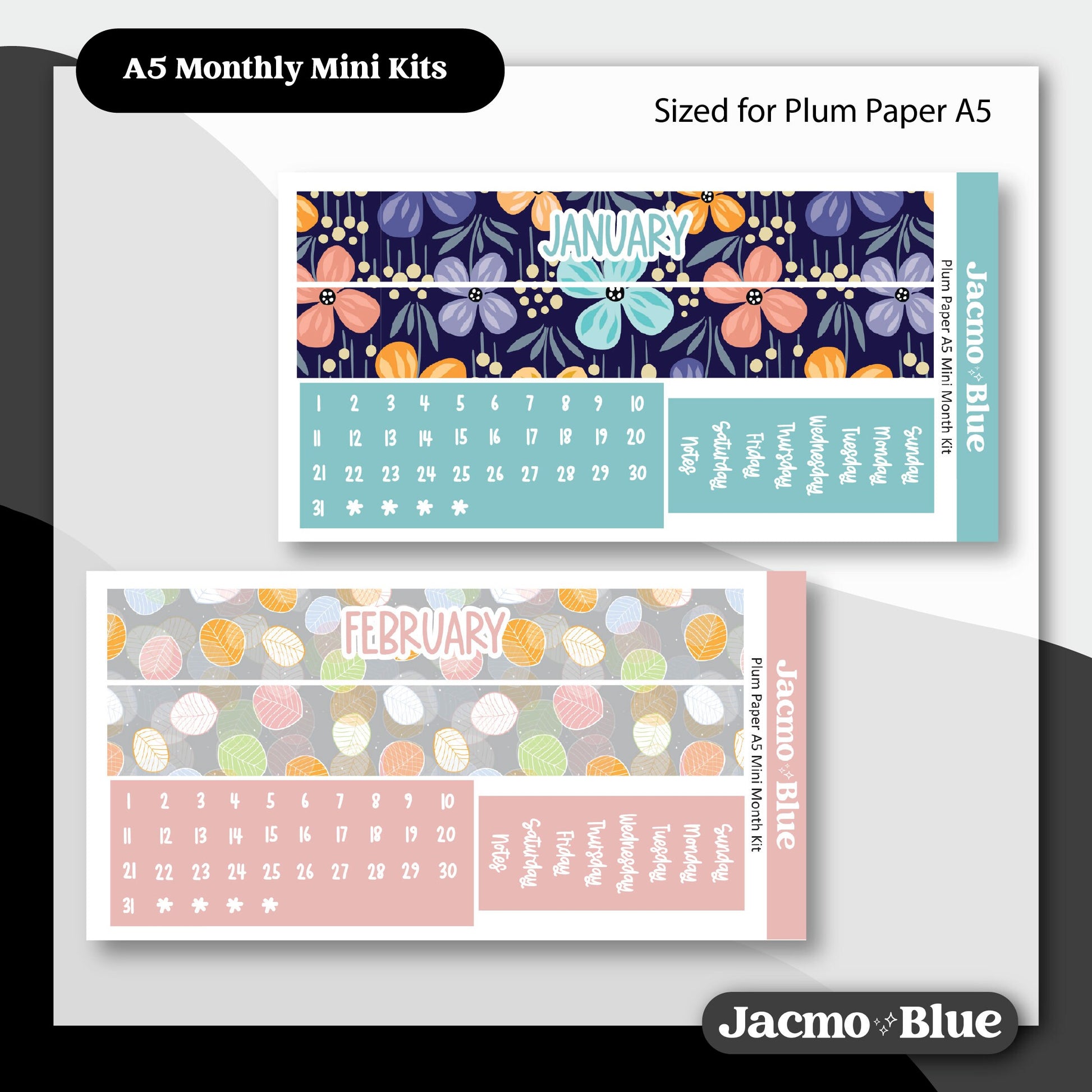 Mini Monthly Kits Plum Paper A5 Monthly Sticker Kit 202 - All 12 Months Bundle