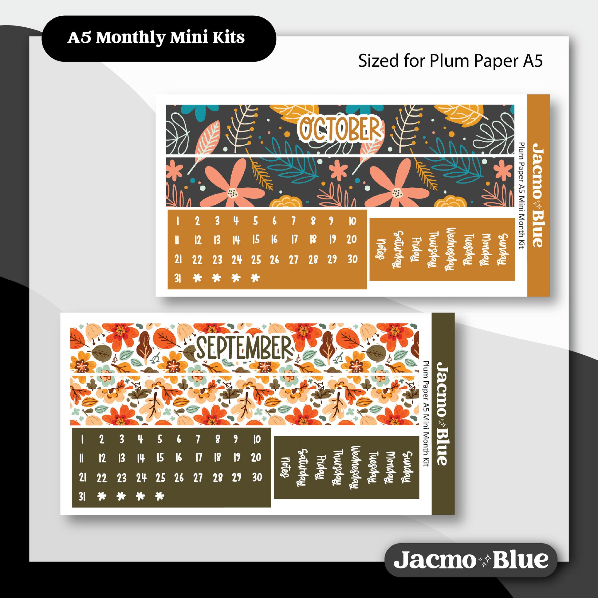 Mini Monthly Kits Plum Paper A5 Monthly Sticker Kit 202 - All 12 Months Bundle