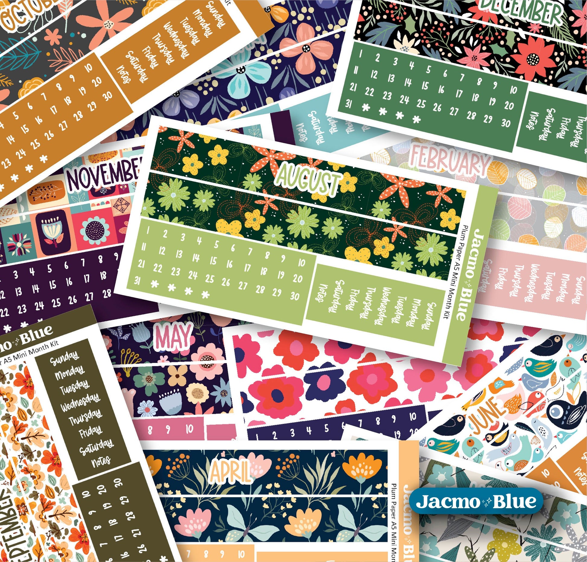 Mini Monthly Kits Plum Paper A5 Monthly Sticker Kit 202 - All 12 Months Bundle