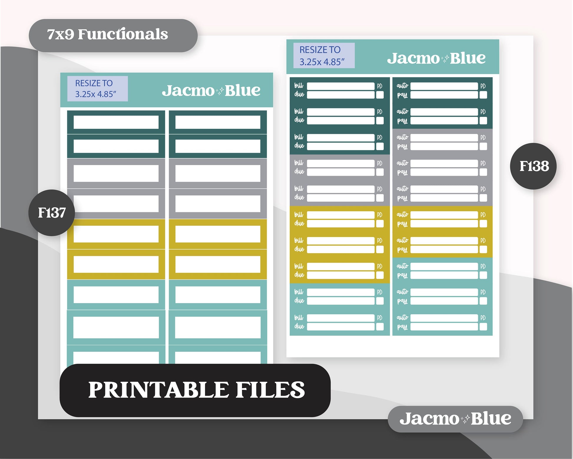 PRINTABLE Plum Paper Planner Monthly Stickers Spring 8x11 7x9 A5 Print and Cut - Kit 204 Includes Bill Due Auto Pay and Months Green Spring